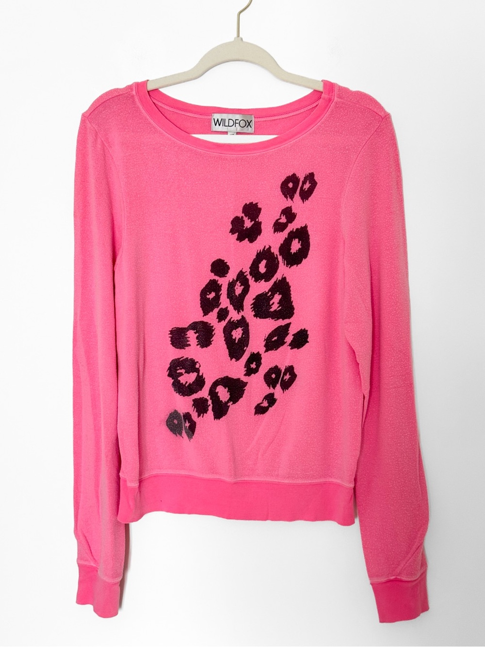 Wildfox Hot Pink Cheetah Leopard Baggy Beach Jumper Sweater XS